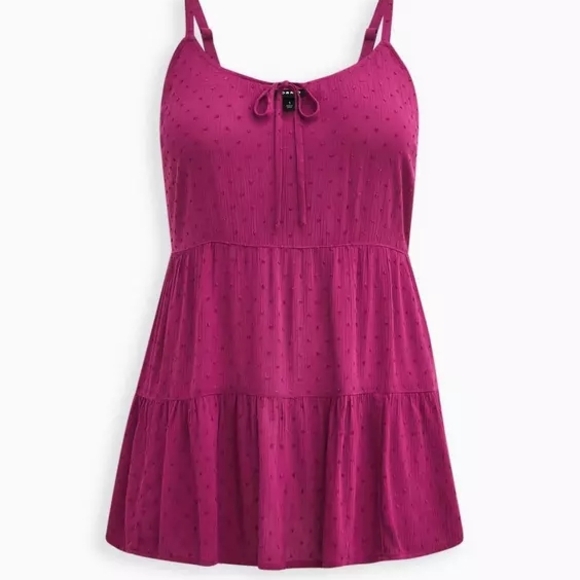 Torrid Pink Swiss Dot Tiered Cami Top Size 2 - Picture 1 of 6